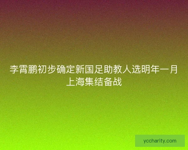 李霄鹏初步确定新国足助教人选明年一月上海集结备战